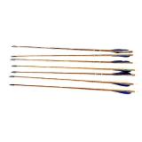 Set of 7 Wooden Arrows with Blue and White Fletching