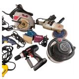 Collection of 10 Power Tools Including Sanders, Drills, Routers, and Circular Saw