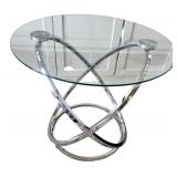 Modern Glass Top End Table with Chrome Bases