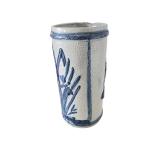 Antique 8.5" Weir Stoneware Old Sleepy Eye Cattail Dragonfly Vase Flemish