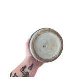 Antique 8.5" Weir Stoneware Old Sleepy Eye Cattail Dragonfly Vase Flemish