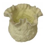 Antique Vaseline Glass Ruffled Flower Vase with UV Glow