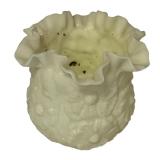 Antique Vaseline Glass Ruffled Flower Vase with UV Glow