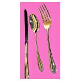 Gold-Plated Flatware Set in Wooden Case - 12 Place Settings