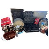 Large Baking Supply Lot with Pans, Decorating Tools, and Cookie Cutters