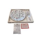 Floral Pattern Porcelain Cake Plate and Server Set