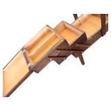 Vintage Wooden Accordion Sewing Box with Handle and Legs