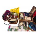 Large Crafting and Knitting Supplies Lot with Yarn, Bags, and Accessories