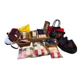 Large Crafting and Knitting Supplies Lot with Yarn, Bags, and Accessories