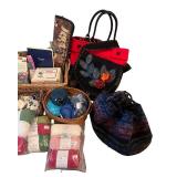 Large Crafting and Knitting Supplies Lot with Yarn, Bags, and Accessories
