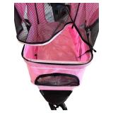 Pink Folding Pet Stroller with Mesh Canopy