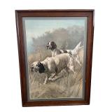Framed Artwork Print Featuring English Setter Dogs in Field