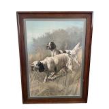 Framed Artwork Print Featuring English Setter Dogs in Field