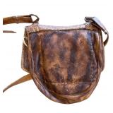 Vintage Tooled Leather Shoulder Bag and Leather Wallet