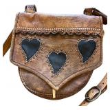 Vintage Tooled Leather Shoulder Bag and Leather Wallet