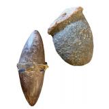 Pair of Primitive Stone Tools with Beadwork Accents
