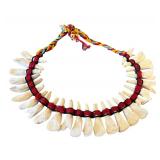 Tribal Tooth Necklace with Colorful Woven Cord