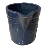 Vintage Blue Glazed Stoneware Pitcher with Chain Design