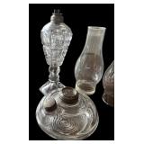 Vintage Glass Oil Lamps and Chimneys