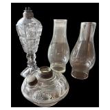 Vintage Glass Oil Lamps and Chimneys