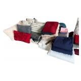 Large Collection of Bedding and Linens including Pillows, Blankets, and Throws