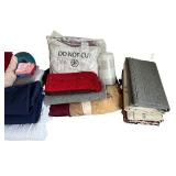Large Collection of Bedding and Linens including Pillows, Blankets, and Throws