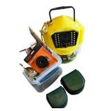 Large Fishing Tackle and Gear Lot with Lures, Reels, Floats, and Accessories