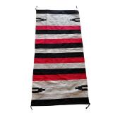 Vintage Navajo-Style Wool Woven Rug with Red, Black, and Cream Stripes