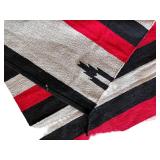 Vintage Navajo-Style Wool Woven Rug with Red, Black, and Cream Stripes