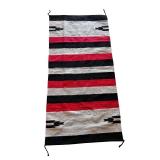Vintage Navajo-Style Wool Woven Rug with Red, Black, and Cream Stripes