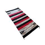 Vintage Navajo-Style Wool Woven Rug with Red, Black, and Cream Stripes
