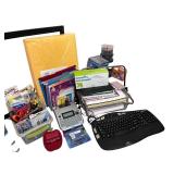 Large Office Supply Lot with Whiteboard, Filing Accessories, and Keyboard