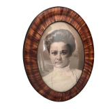 Antique Framed Portrait Photograph with Oval Wooden Frame