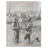 Pair of Framed Vintage Hunting Prints with Ornate Wood Frames