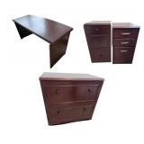 Office Desk with 2 Drawer Filing Cabinets Set