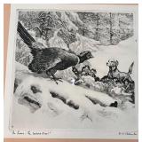 Set of 4 Framed Vintage Hunting and Pheasant Art Prints