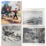 Set of 4 Framed Vintage Hunting and Pheasant Art Prints