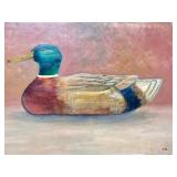 Pair of Duck Art Prints Including Mallard Portrait and Marsh Scene