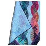 Colorful Patchwork Quilt with Curved Piecing and Batik Fabrics