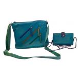 Group of GG Genuine Leather Crossbody Bag and Wallet with Colorful Accents