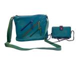 Group of GG Genuine Leather Crossbody Bag and Wallet with Colorful Accents