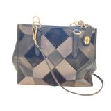 Coach Patchwork Black Leather Shoulder Bag with Adjustable Strap