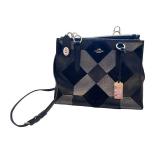 Coach Patchwork Black Leather Shoulder Bag with Adjustable Strap