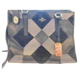 Coach Patchwork Black Leather Shoulder Bag with Adjustable Strap