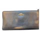 Coach Black Leather Wallet with Card Slots and ID Window
