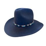 Black Felt Cowboy Hat with Silver and Turquoise Concho Band
