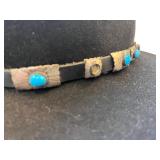 Black Felt Cowboy Hat with Silver and Turquoise Concho Band