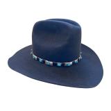 Black Felt Cowboy Hat with Silver and Turquoise Concho Band