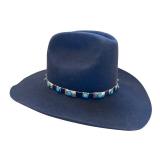 Black Felt Cowboy Hat with Silver and Turquoise Concho Band