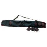 Canvas and Leather Fishing Rod Carry Bag with Accessory Pouches